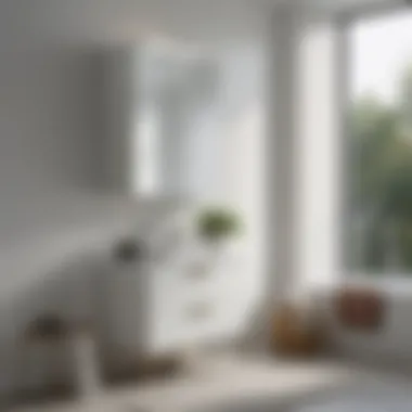 Minimalist White Freestanding Bathroom Cabinet with Glass Doors