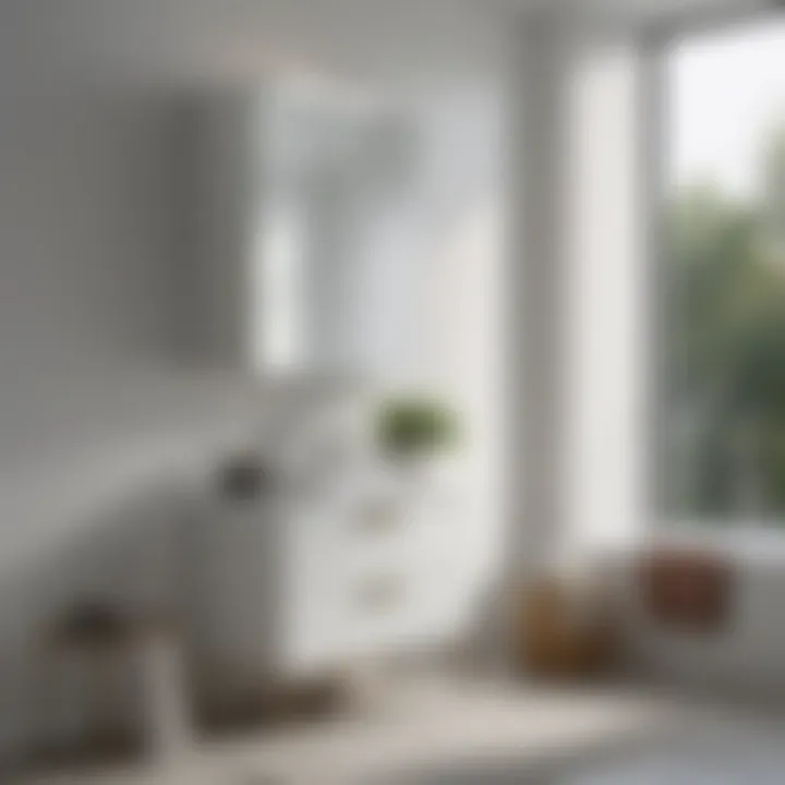 Minimalist White Freestanding Bathroom Cabinet with Glass Doors