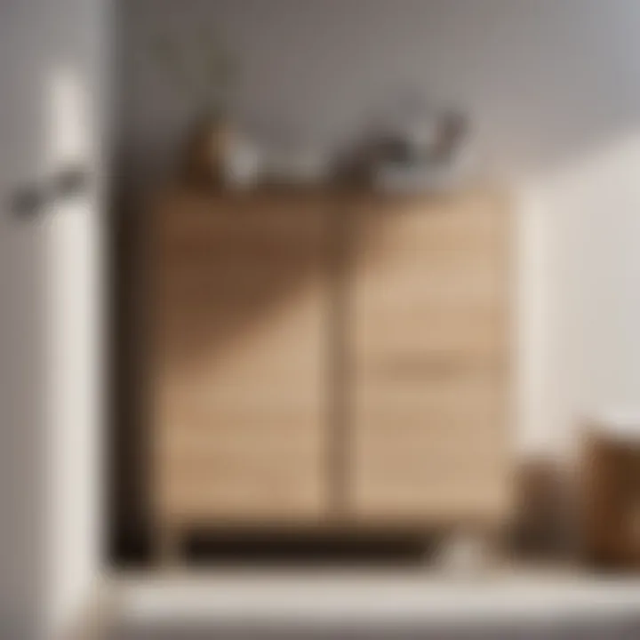 Minimalist wooden bathroom cabinet with integrated storage