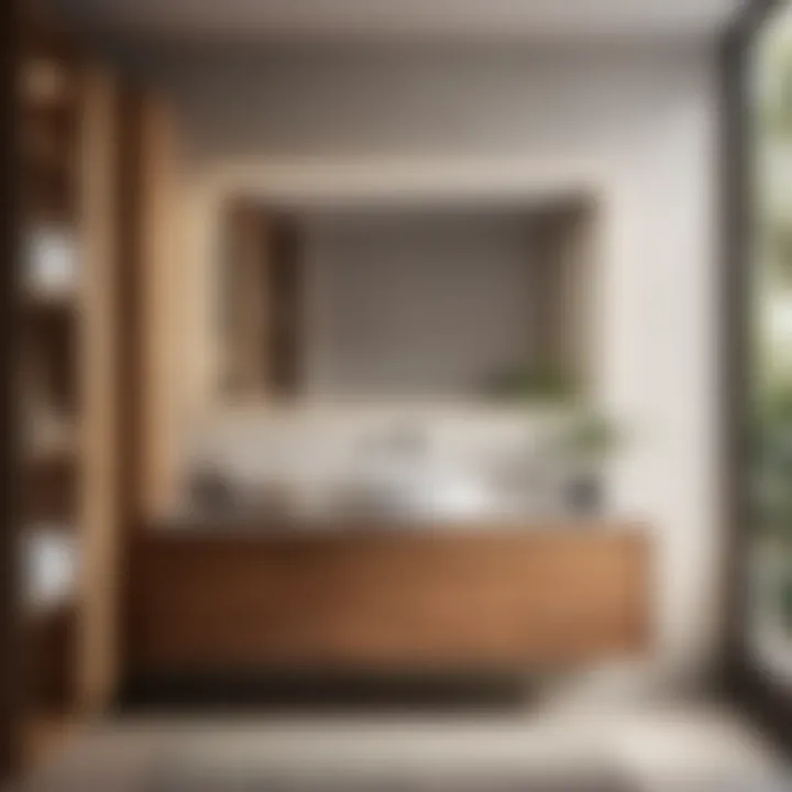 Sleek Wooden Vanity Cabinet Minimalist wooden bathroom vanity cabinet