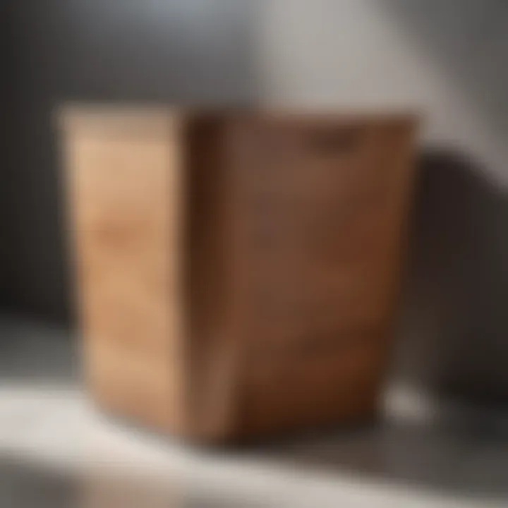 Minimalist wooden bathroom wastebasket with lid