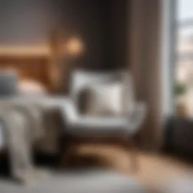 Minimalist wooden chair with cozy throw pillow in a bedroom