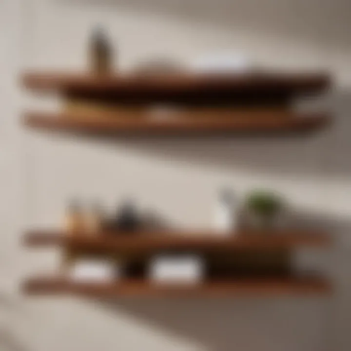 Minimalist Wooden Shelves in Bathroom