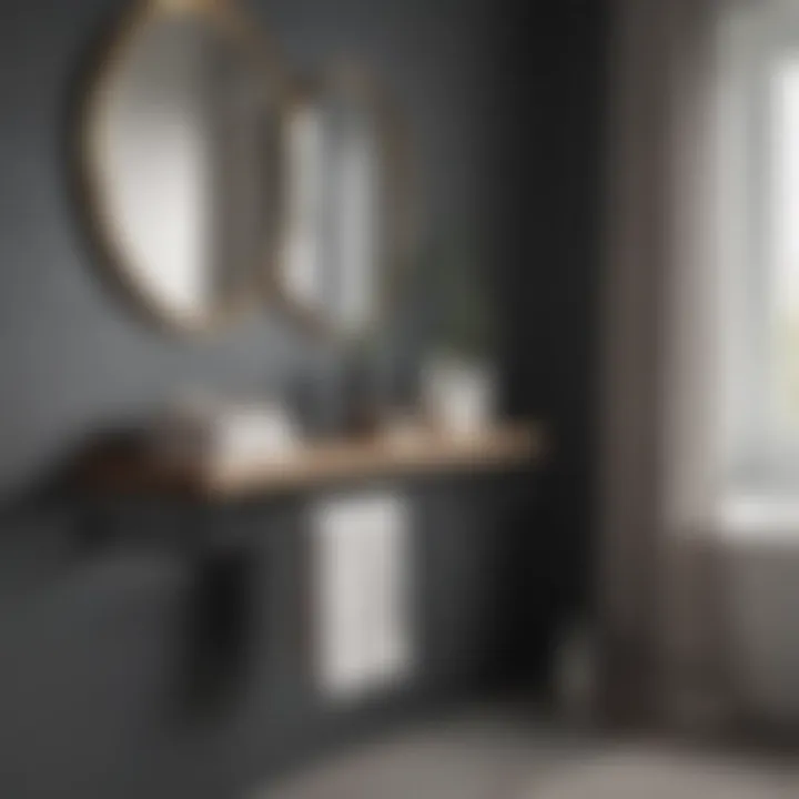 Sleek minimalistic bathroom shelf with towel holder
