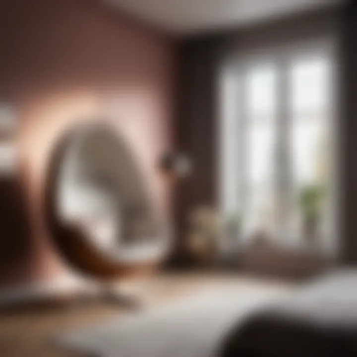 Minimalistic bedroom design with small egg chair