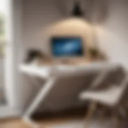 Minimalistic foldable desk in a modern bedroom