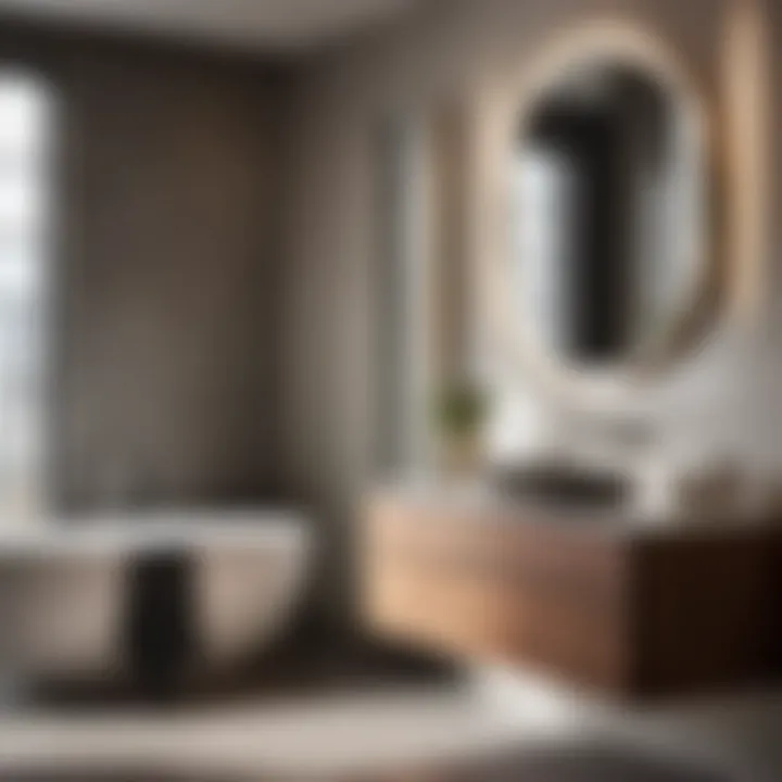 Minimalistic modern bathroom vanity featuring right-sided sink