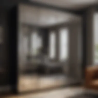 Chic mirrored glass wardrobe enhancing bedroom space