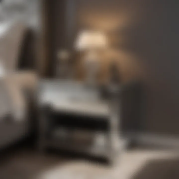 Luxurious mirrored bedside table with stylish decor