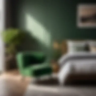 Sleek Green Accent Chair Complementing Minimalistic Bedroom Design Modern Green Accent Chair in Minimalistic Bedroom