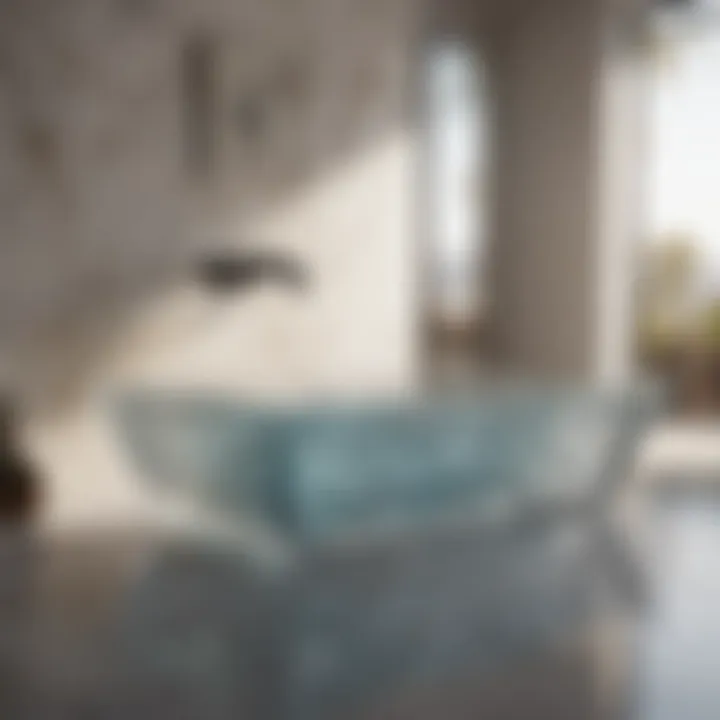 Modern acrylic bathtub tray with geometric patterns