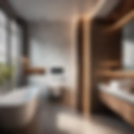 Elegant bathroom interior with modern air conditioner