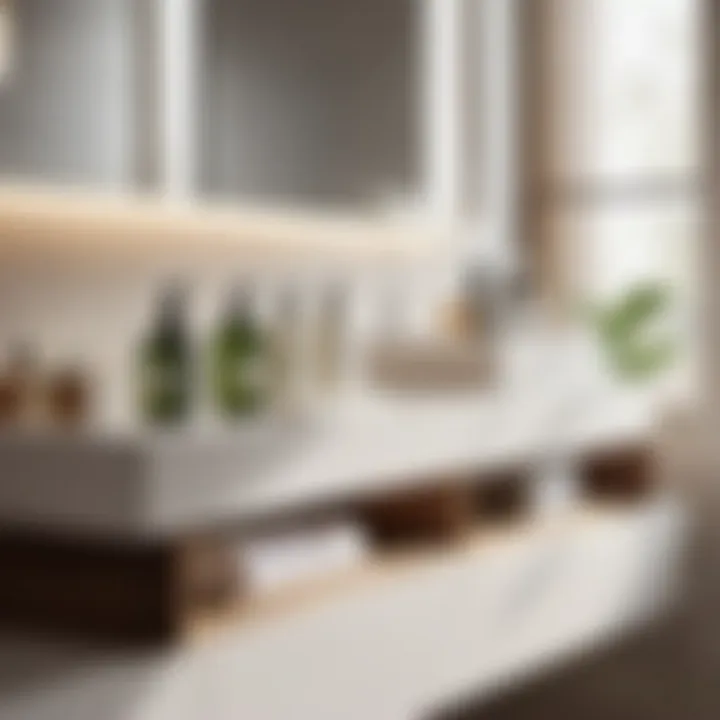 Contemporary Storage Solution Modern bathroom counter with lotion storage