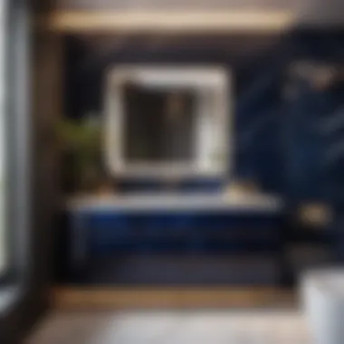 Contemporary Bathroom Design with Dark Blue Marble Vanity Modern bathroom with dark blue marble vanity