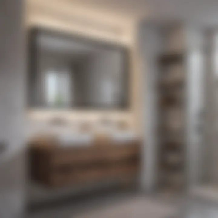 Functional bathroom layout emphasizing smart storage solutions.