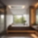 Modern bathroom with flush mount ceiling heater