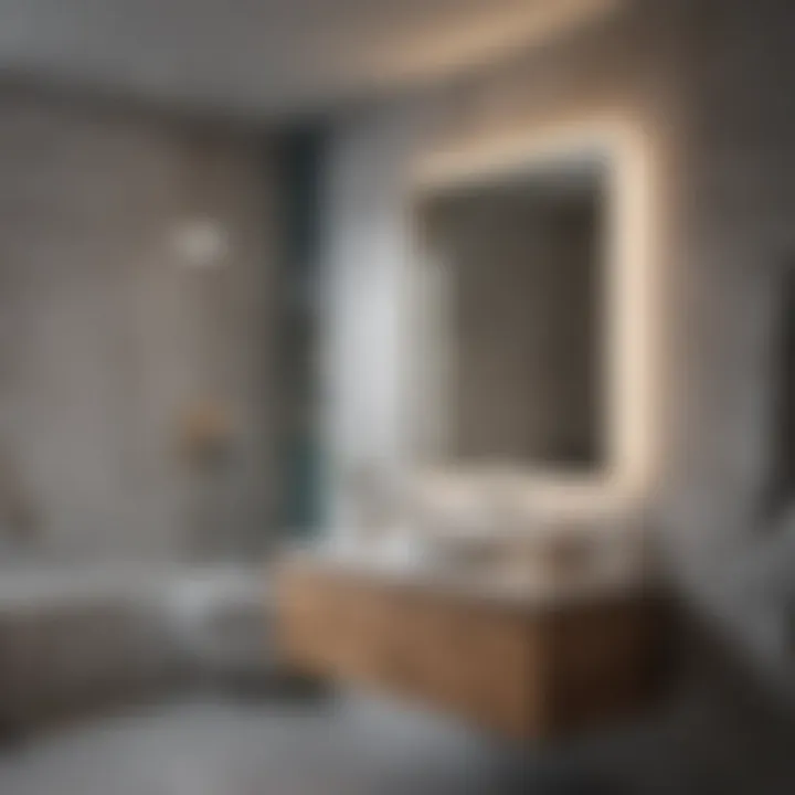 Elevated Bathroom Aesthetics with Smart Mirror Modern bathroom with illuminated Bluetooth mirror
