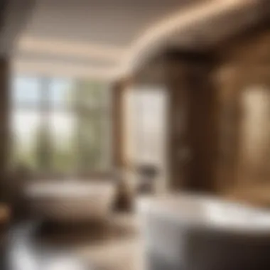 Modern bathroom interior showcasing the whirlpool bathtub and shower combo