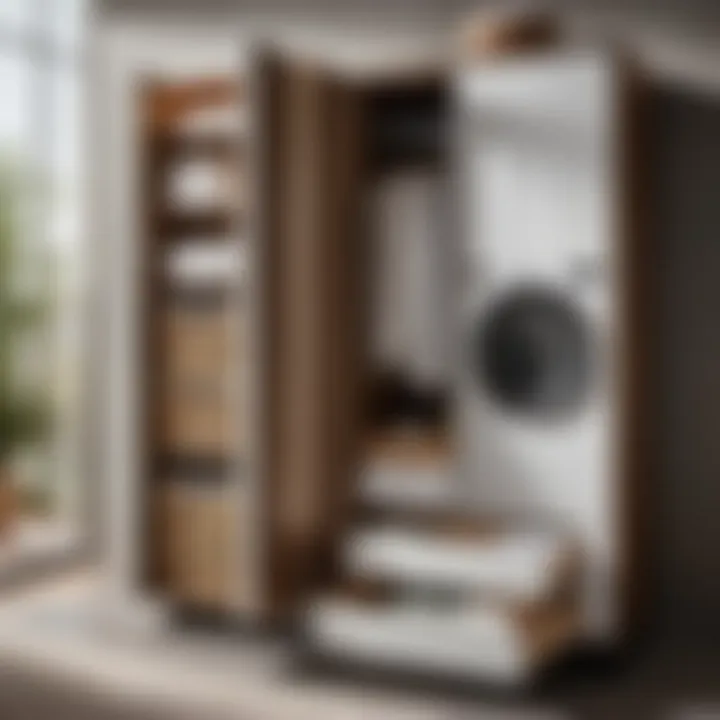 Modern Bathroom Linen Cabinet with Integrated Laundry Hamper