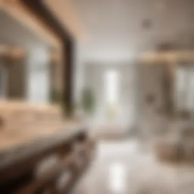 Sleek Bathroom Upgrade Modern bathroom with sleek fixtures and marble accents