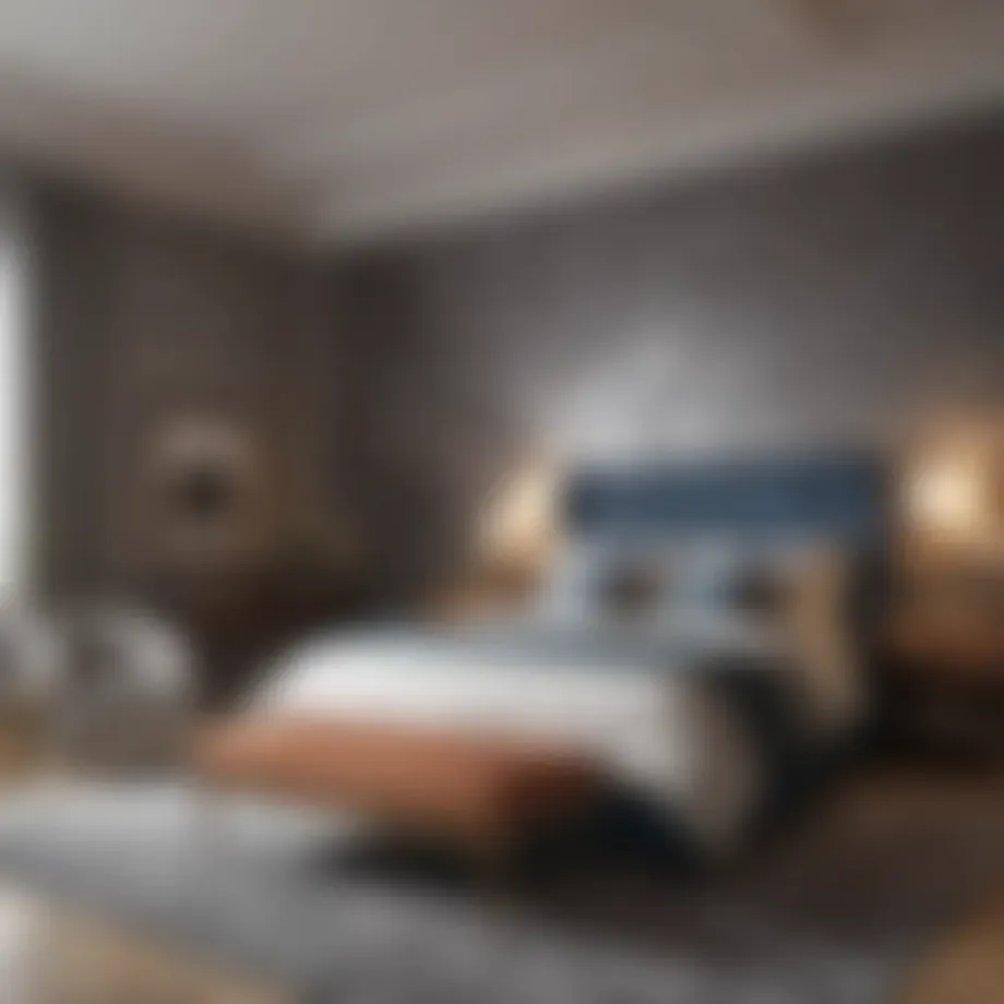 Elegant modern bedroom with geometric patterns