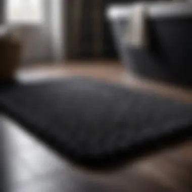 Sophisticated Texture Adds Depth Luxurious Black Bath Mat with Textured Finish