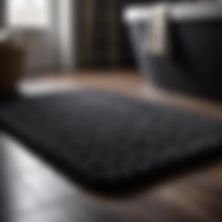 Sophisticated Texture Adds Depth Luxurious Black Bath Mat with Textured Finish