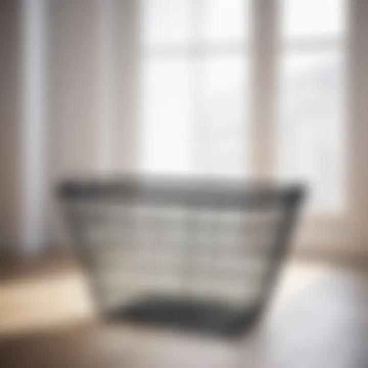 Modern black wire laundry basket in a minimalist room setting