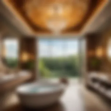 Luxurious glass ceiling covering creating a spa-like ambiance in a bathroom