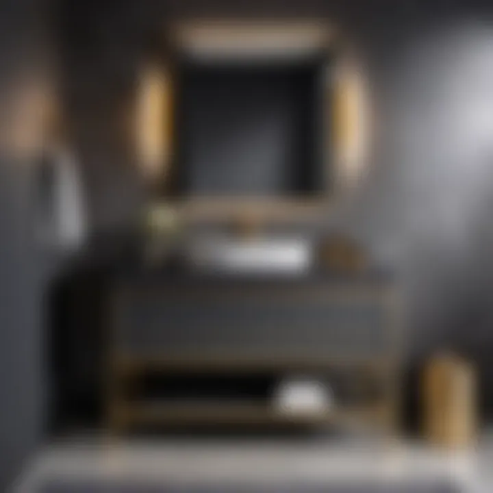 Modern Design 30-inch Dark Gray Bathroom Vanity with Gold Hardware