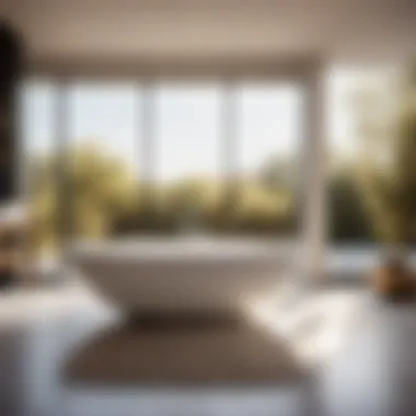 Modern freestanding bathtub in a spacious bathroom