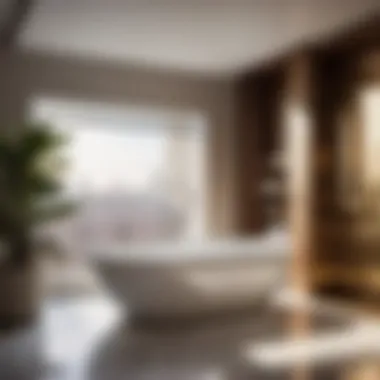 Sleek freestanding bathtub in a contemporary bathroom setting