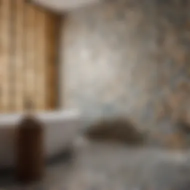 Modern geometric ceramic tiles in shower area