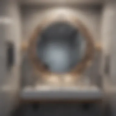 Reflective Geometry Modern geometric mirrors hanging in bathroom