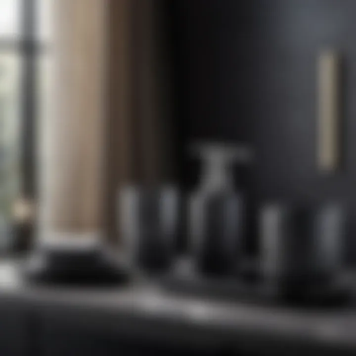 Modern dark grey glass bathroom accessories