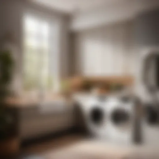 Modern laundry room with double basin sink