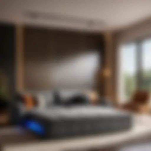 Modern living room with pull-out sofa bed and air mattress