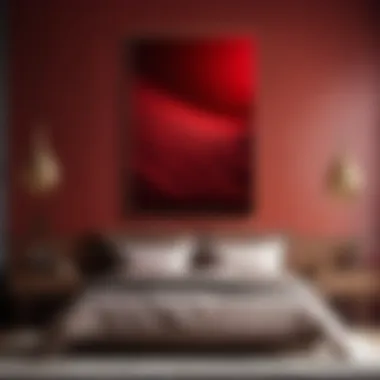 Red modern minimalist wall art bedroom