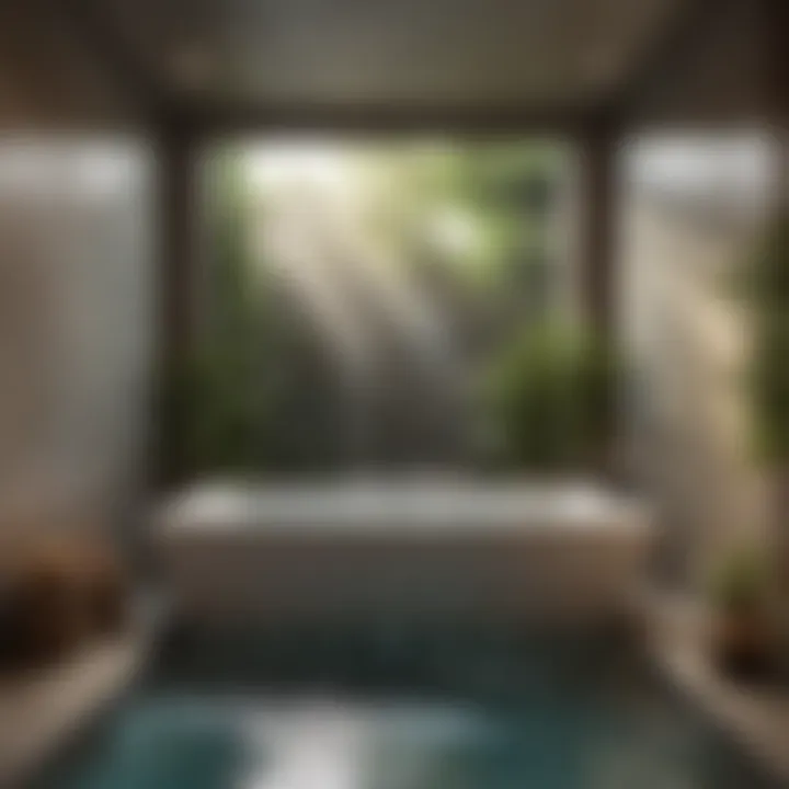 Cascading Water Spa Bath Modern minimalist two-person spa bath with cascading water feature