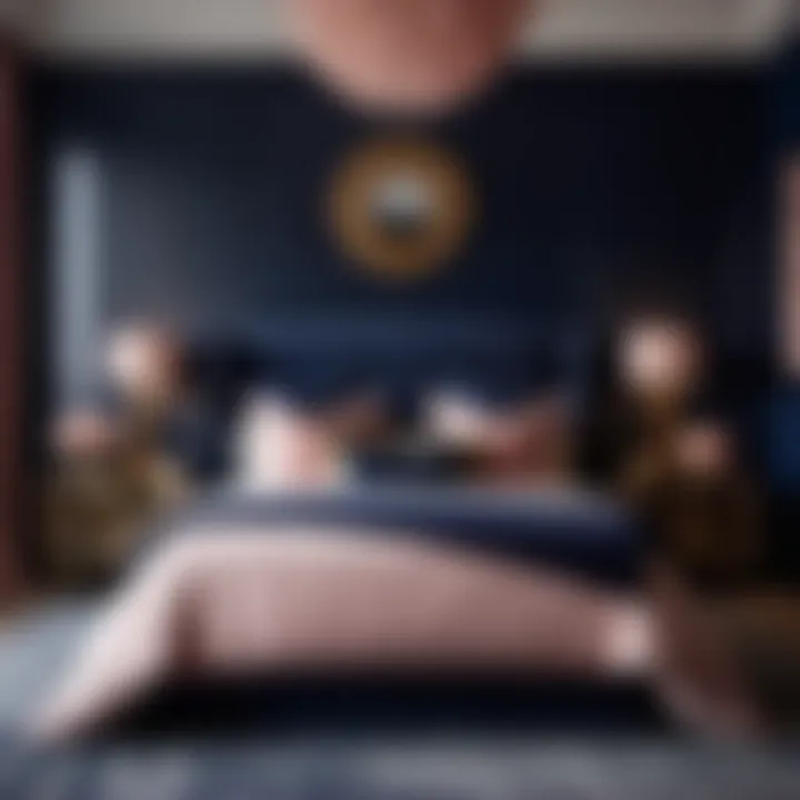 Modern Opulence in Navy and Blush Bedroom