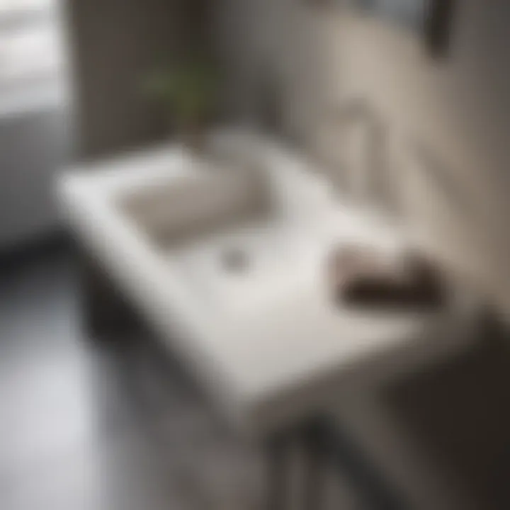 Modern Porcelain Laundry Sink with Sleek Metal Legs in Minimalist Interior