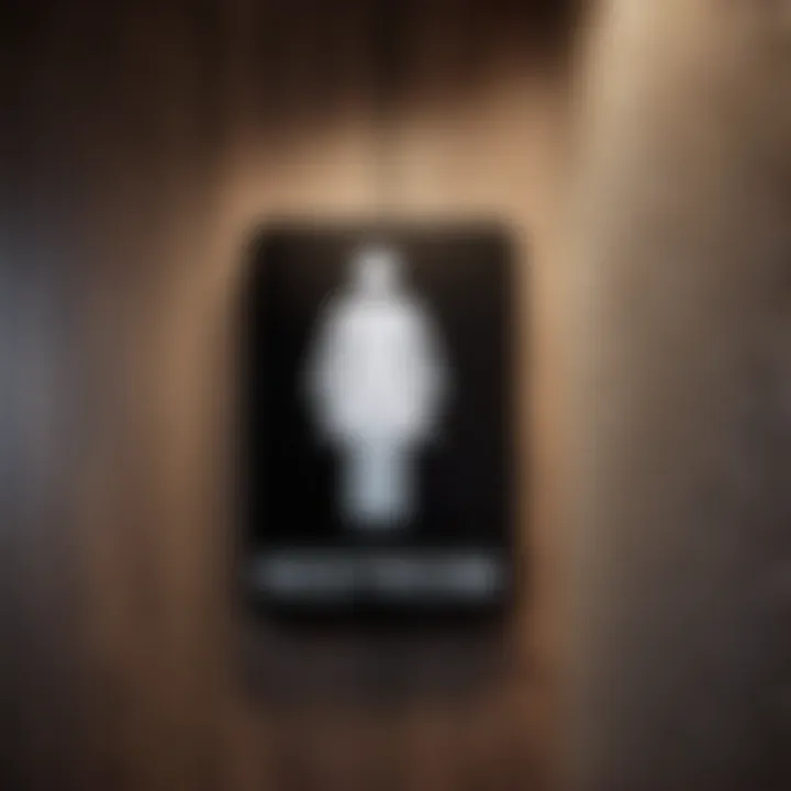 Modern restroom sign with sleek lines and contemporary flair