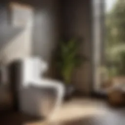 Modern sleek one-piece toilet in stylish small bathroom