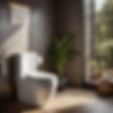 Elegant One-Piece Toilet in Compact Setting Modern sleek one-piece toilet in stylish small bathroom