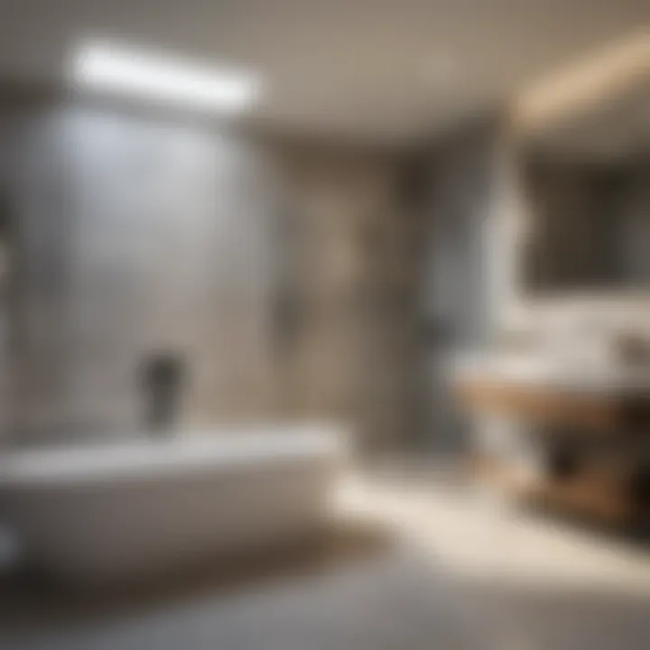 Modern spa-like bathroom with freestanding shower-bath combo