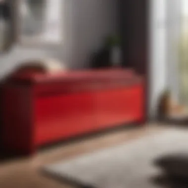 Modern Red Bench with Storage