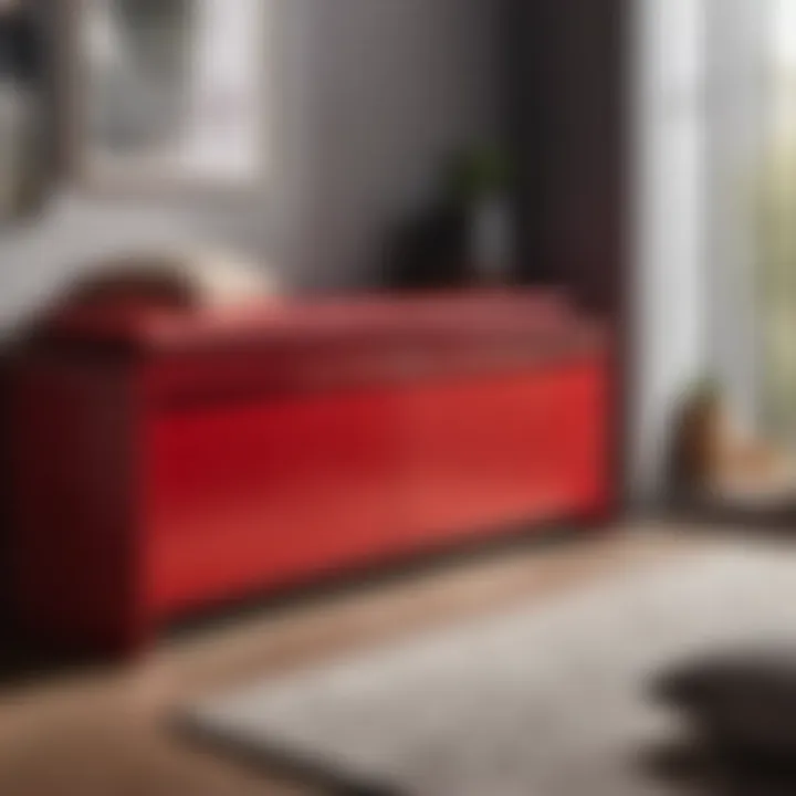 Modern Red Bench with Storage
