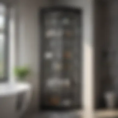 Modern Tall Bathroom Corner Storage Cabinet with Glass Doors