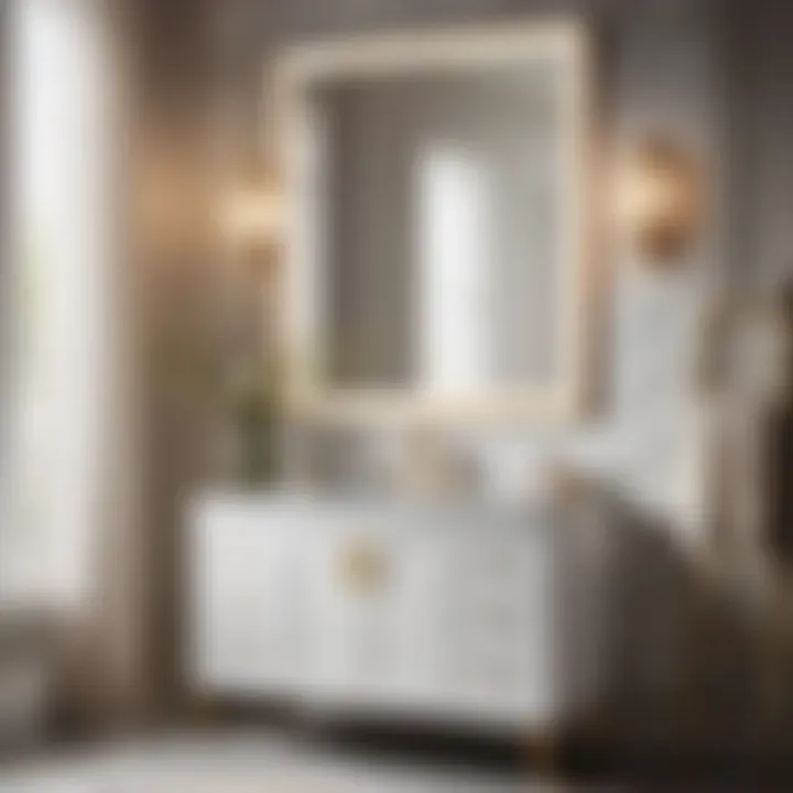 Elegant White Marble Design Modern 24-Inch Vanity with Sink and Mirror in White Marble