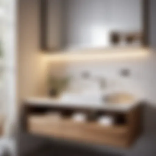 Modern wall mount bathroom sink with storage